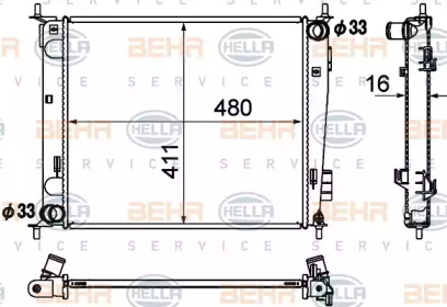 Водяной радиатор HELLA для KIA SOUL (AM) 1.6 CVVT