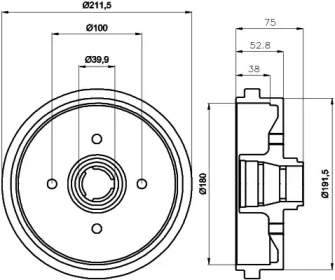 Барабанный тормозной механизм HELLA для VW SCIROCCO (53) 1.6