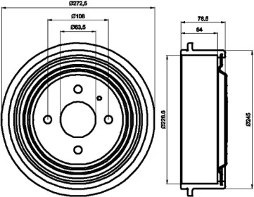 Тормозной барабан HELLA для FORD SIERRA Хэтчбек (GBC, GBG) 2.0 i DOHC