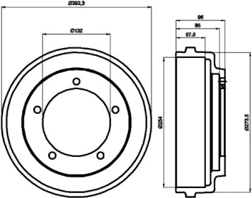 Тормозной барабан HELLA для FORD TRANSIT Фургон (E_ _) 2.5 DI (EAL, EAS)