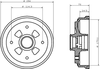 Барабанный тормозной механизм HELLA для KIA PRIDE (DA) 1.1 i