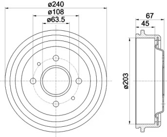 Барабанный тормозной механизм HELLA для FORD FIESTA Фургон (JV_) D 1.8