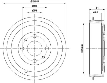 Барабанный тормозной механизм HELLA для ALFA ROMEO 146 (930_) 1.9 JTD (930.B4B)