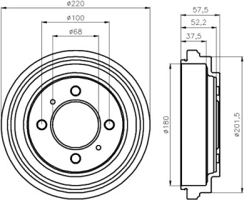 Тормозной барабан HELLA для NISSAN ALMERA I (N15) 2.0 D