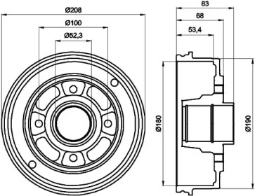 Тормозной барабан HELLA для DACIA LOGAN EXPRESS (FS_) 1.6