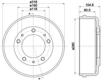 Барабанный тормозной механизм HELLA для FORD TRANSIT c бортовой платформой/ходовая часть (FM_ _, FN_ _) 2.0 DI (F_E_, F_F_)