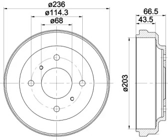 Тормозной барабан HELLA для NISSAN PRIMERA Hatchback (P11) 1.8 16V