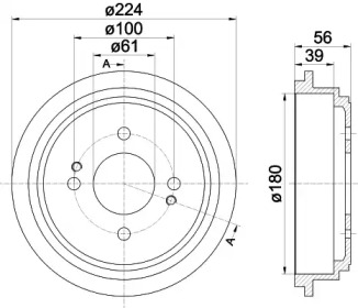 Тормозной барабан HELLA для HONDA JAZZ II (GD_, GE3, GE2) 1.3 iDSi