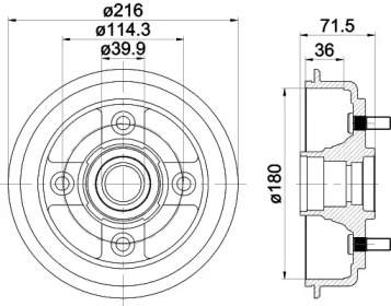Барабанный тормозной механизм HELLA для KIA SOUL (AM) 1.6 CVVT