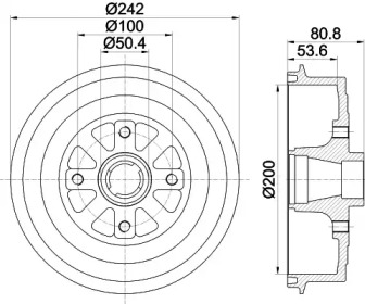 Тормозной барабан HELLA для CHEVROLET LANOS седан 1.6 16V