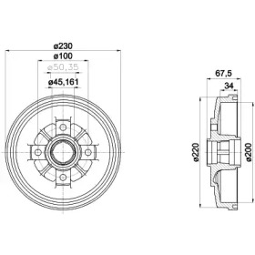 Тормозной барабан HELLA для KIA RIO универсал (DC) 1.3