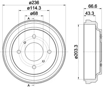 Барабанный тормозной механизм HELLA для NISSAN ALMERA Classic (B10) 1.6 16V
