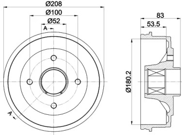 Тормозной барабан HELLA для RENAULT CLIO I (B/C57_, 5/357_) 1.4