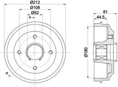 Тормозной барабан HELLA для PEUGEOT 306 Кабриолет (7D, N3, N5) 1.6