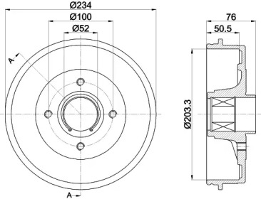Тормозной барабан HELLA для NISSAN NOTE (E11, NE11) 1.5 dCi
