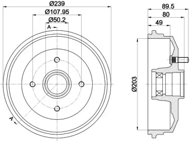 Тормозной барабан HELLA для FORD ESCORT CLASSIC (AAL, ABL) 1.6 16V
