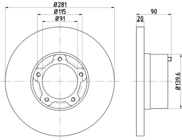 Тормозной диск HELLA для VW LT 40-55 I c бортовой платформой/ходовая часть (293-909) 2.4 D