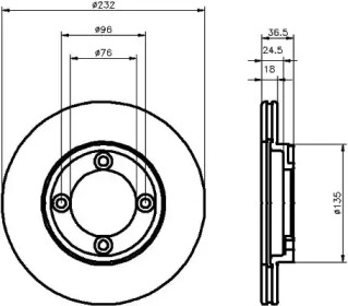 Тормозной диск HELLA для NISSAN PRAIRIE (M10, NM10) 1.8 SGL (M10)