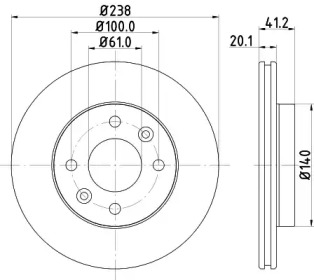 Тормозной диск HELLA для NISSAN KUBISTAR (X76) 1.5 dCi