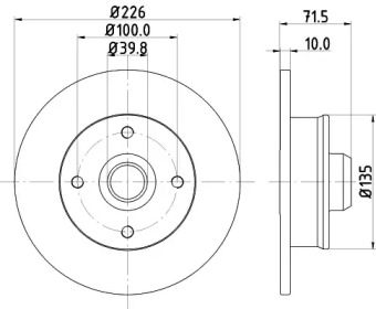 Тормозной диск HELLA для VW GOLF II (19E, 1G1) 1.8 GTI 16V