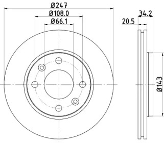 Тормозной диск HELLA для PEUGEOT 205 I (741A/C) 1.9 GTI