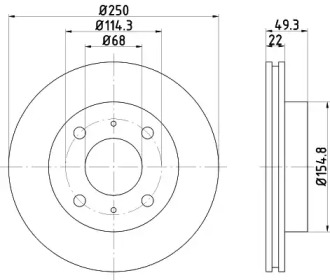 Тормозной диск HELLA для NISSAN PRAIRIE (M10, NM10) 1.5 S (M10)