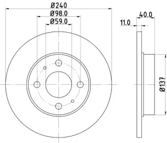 Тормозной диск HELLA для ALFA ROMEO 146 (930_) 1.7 i.e. 16V (930.B1)