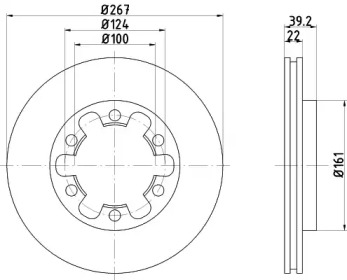 Тормозной диск HELLA для NISSAN PICK UP (D21) 2.5 D 4WD