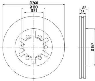 Дисковой тормозной механизм HELLA для NISSAN URVAN Фургон (E24) 2.5 D