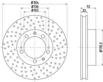 Дисковой тормозной механизм HELLA для PORSCHE 911 Targa (993) 3.6 Carrera