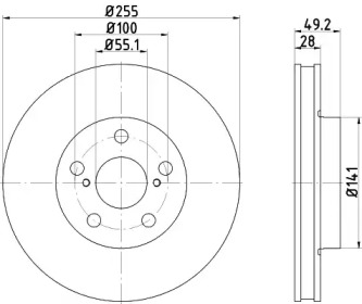 Тормозной диск HELLA для TOYOTA CARINA E седан (_T19_) 1.8 i 16V (AT191)