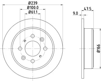 Тормозной диск HELLA для HONDA CIVIC V седан (EG, EH) 1.6 VTi (EG9)