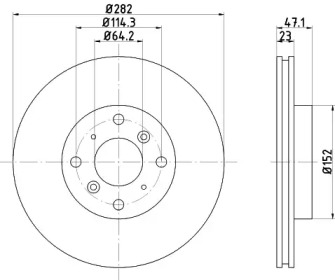 Тормозной диск HELLA для HONDA PRELUDE IV (BB_) 2.3 i 16V (BB2)