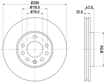 Тормозной диск HELLA для CHEVROLET ZAFIRA (F75) 2.0
