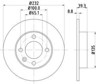 Тормозной диск HELLA для VW POLO (6N2) 1.4 16V