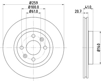 Тормозной диск HELLA для NISSAN KUBISTAR (X76) 1.5 dCi