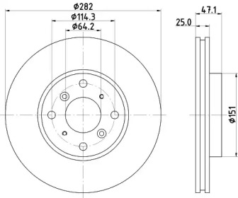 Тормозной диск HELLA для HONDA ACCORD VI Hatchback (CH, CL) 1.8 i (CH6)