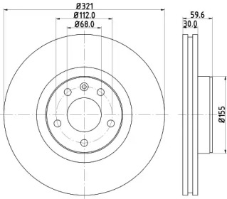 Тормозной диск HELLA для AUDI A6 (4F2, C6) 2.8 FSI
