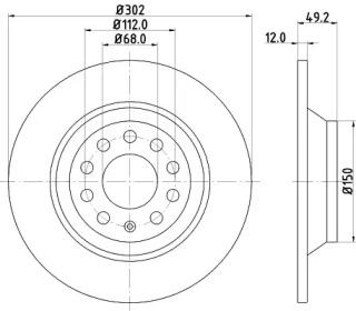Тормозной диск HELLA для AUDI A6 (4F2, C6) 2.8 FSI