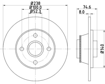 Дисковой тормозной механизм HELLA для RENAULT CLIO I (B/C57_, 5/357_) 1.4