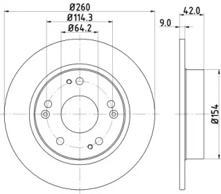 Тормозной диск HELLA для HONDA CIVIC VIII седан (FD, FA) 1.8 EXS Flex
