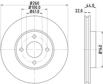Тормозной диск HELLA для NISSAN MICRA IV (K13) 1.2 DIG-S