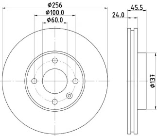 Тормозной диск HELLA для CHEVROLET AVEO седан (T300) 1.2