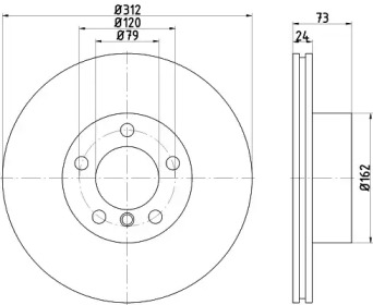 Тормозной диск HELLA для BMW 3 (F30, F80) 320 i xDrive