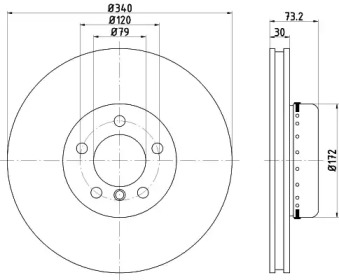 Тормозной диск HELLA для BMW 3 (F30, F80) 320 i xDrive