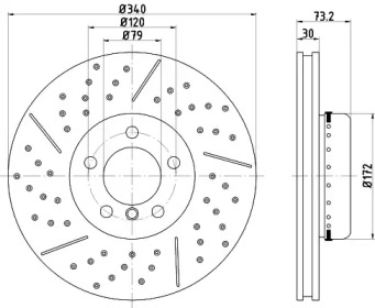Тормозной диск HELLA для BMW 3 (F30, F80) 320 i xDrive