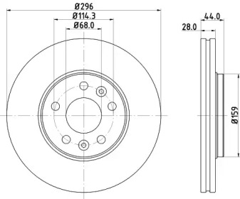 Тормозной диск HELLA для NISSAN NV300 Kombi (X82) 1.6 dCi 145
