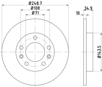 Тормозной диск HELLA для PEUGEOT 308 SW II 1.6 THP 163