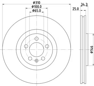 Дисковой тормозной механизм HELLA для VW POLO (6R, 6C) 1.8 GTI