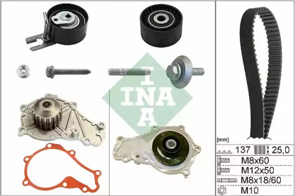 Комплект ремней ГРМ INA для PEUGEOT 207 CC (WD_) 1.6 HDi